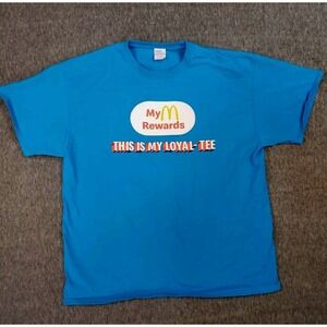 Mcdonalds Shirt Mens XL Blue Crew Uniform Rewards Loyal Tee Short Sleeve Work